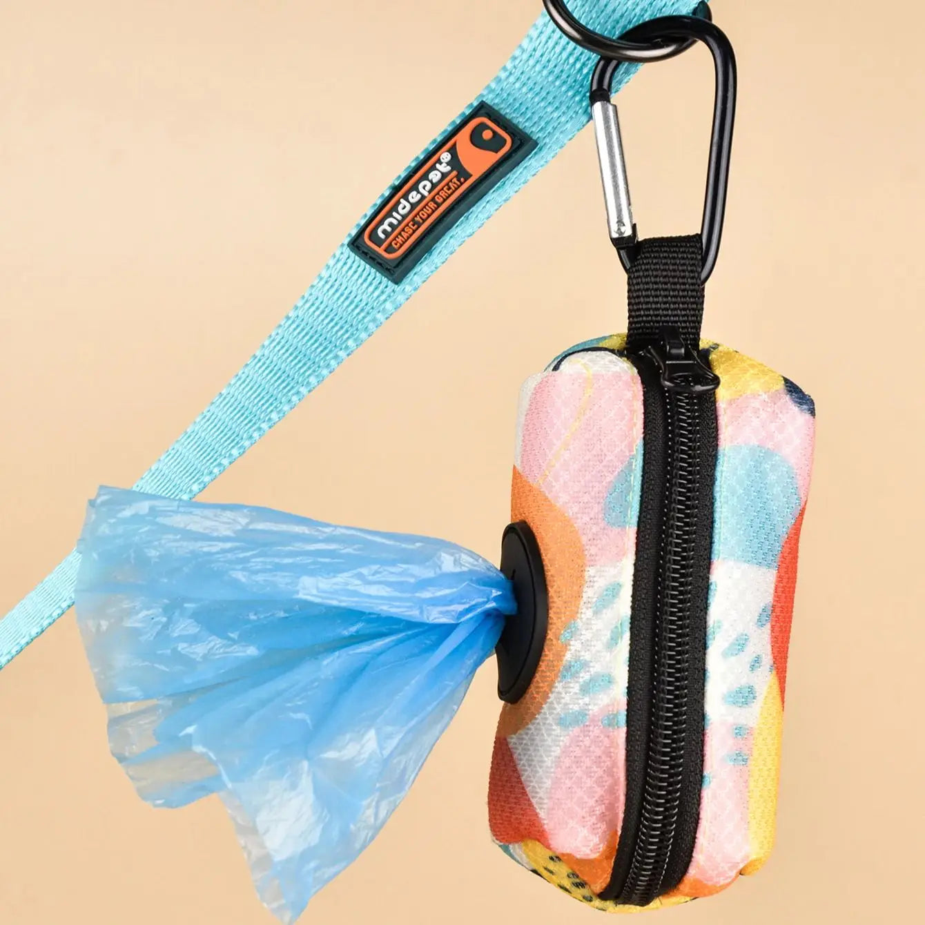 Abstract Designer Print Pet Poop Bag Holder | Cute Compact Waste Bag Dispenser for Dog Leashes