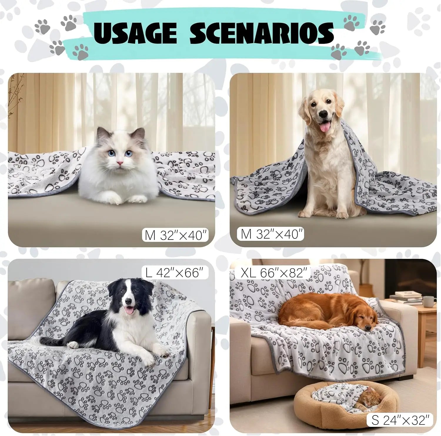 Premium Washable Soft Pet Blanket | Warm Plush Fluffy Throw for Small, Medium & Large Dogs & Cats
