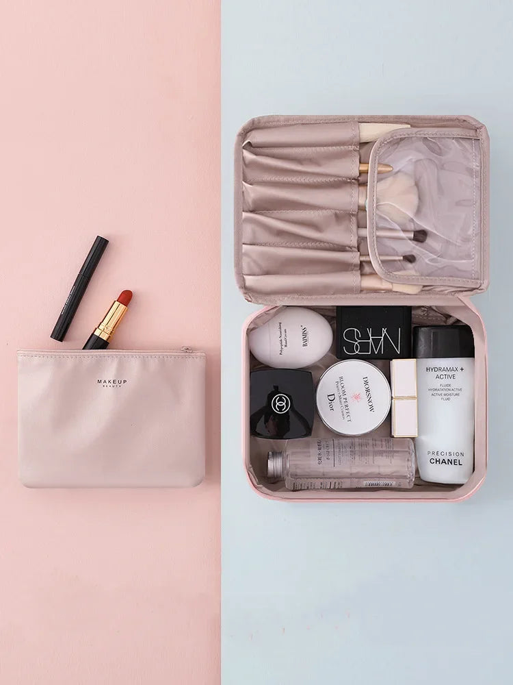 Large-Capacity Portable Aesthetic Cosmetic Bag | Three-Dimensional Travel Toiletry Organizer