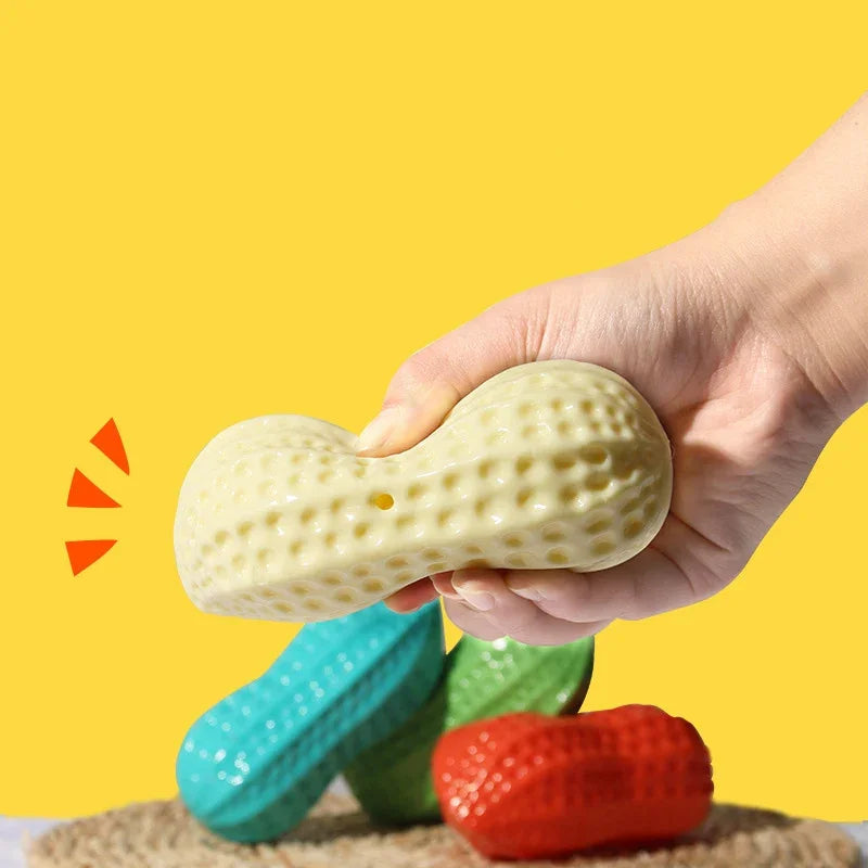 BarkBuddy™ Squeaky Peanut Durable Dog Chew Toy