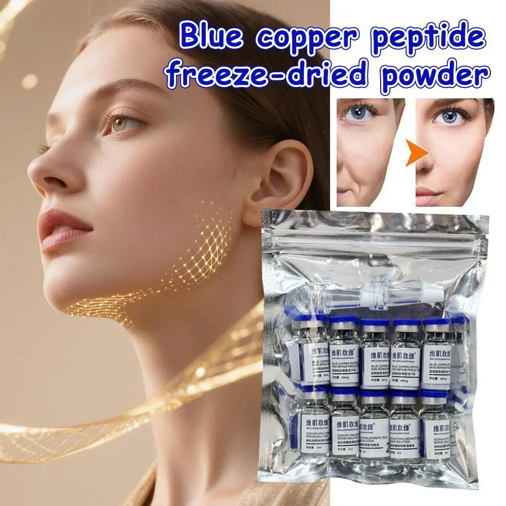 Blue Copper Peptide GHK-Cu Lyophilized Powder Set - Advanced Skin Barrier Repair & Rejuvenation Kit