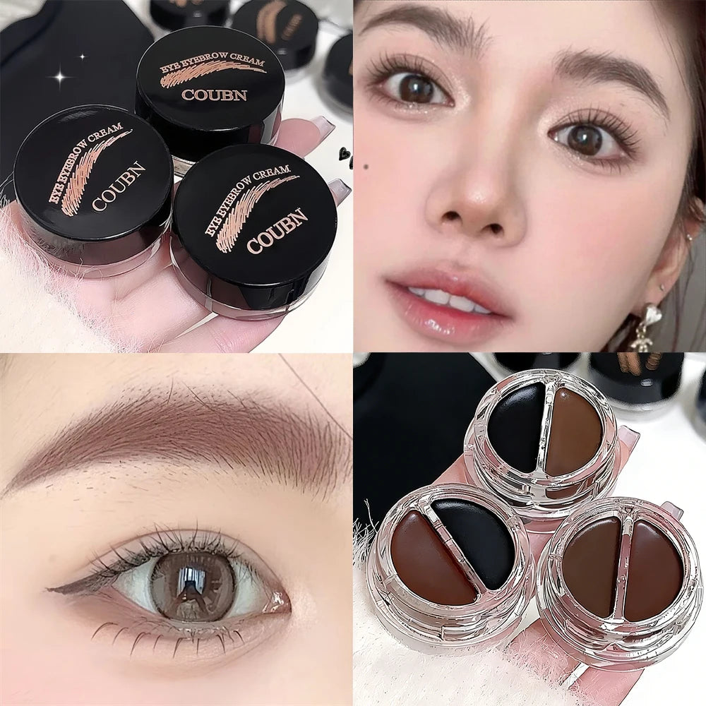 Two-Tone Matte Eyebrow Gel with Brush - Waterproof & Sweat-Proof 3D Natural Brow Cream