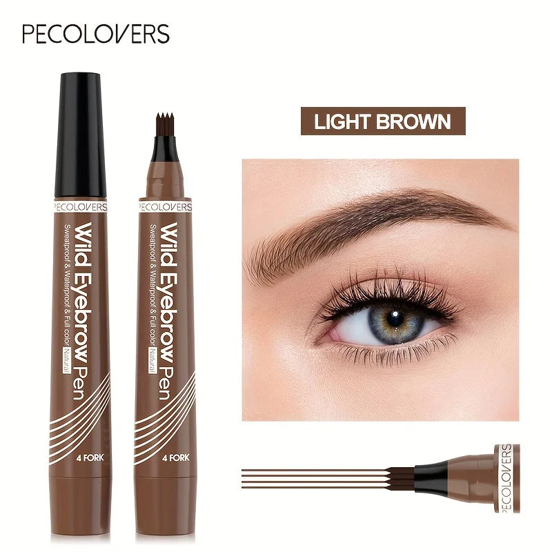 6-Color Waterproof Microblade Eyebrow Pen | 4-Tip Liquid Eyebrow Tattoo Pencil