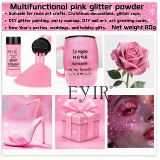9 Colors Holographic Chunky & Fine Glitter Powder - Body, Face & Nail Art Shimmer (80g)