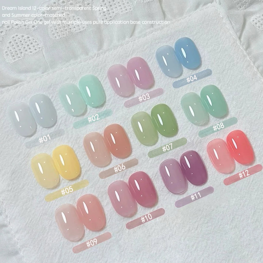 Nude Shiny Soak Off UV Gel Nail Polish Set - Long Lasting Nail Art Varnish (1-12 Pcs)