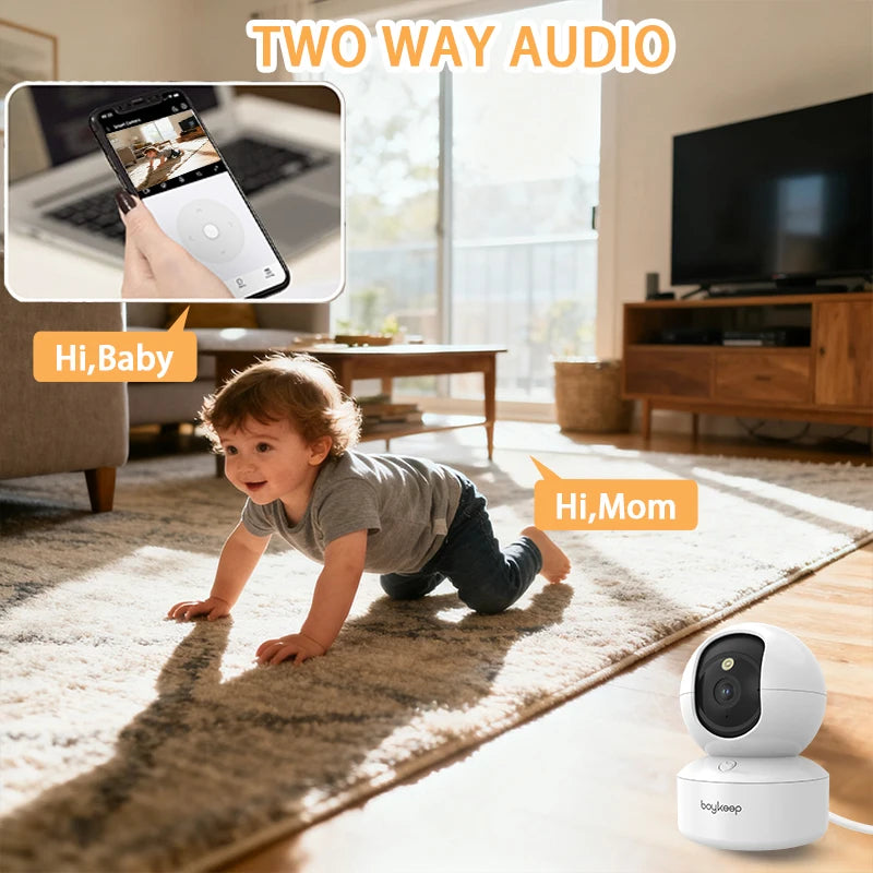 Boykeep 2K Smart Pet & Baby Camera | 5G Dual-Band WiFi Indoor Security Camera with 360° Pan/Tilt & 2-Way Audio