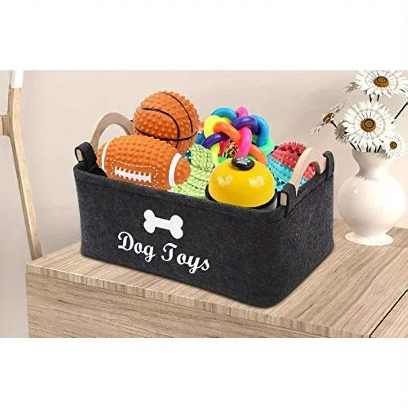 Premium Felt Pet Toy Box | Durable Storage Basket for Dog & Cat Organization