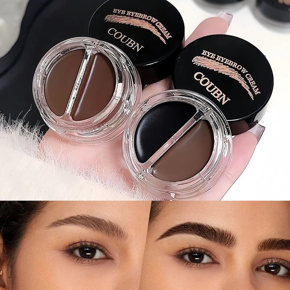 Two-Tone Matte Eyebrow Gel with Brush - Waterproof & Sweat-Proof 3D Natural Brow Cream
