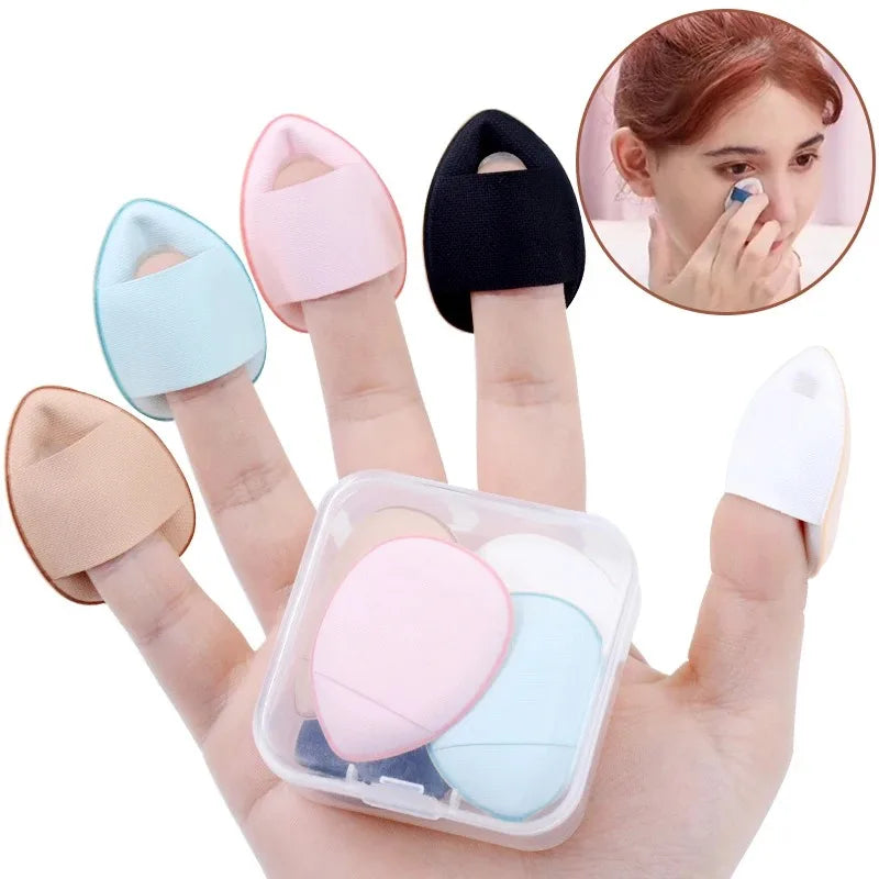 Mini Finger Powder Puffs (5 / 10-Piece Set) | Micro Air Cushion Sponge for Concealer & Foundation