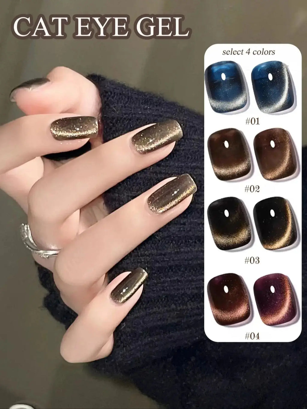 WS Black Glass Cat Eye Magnetic Gel Nail Polish