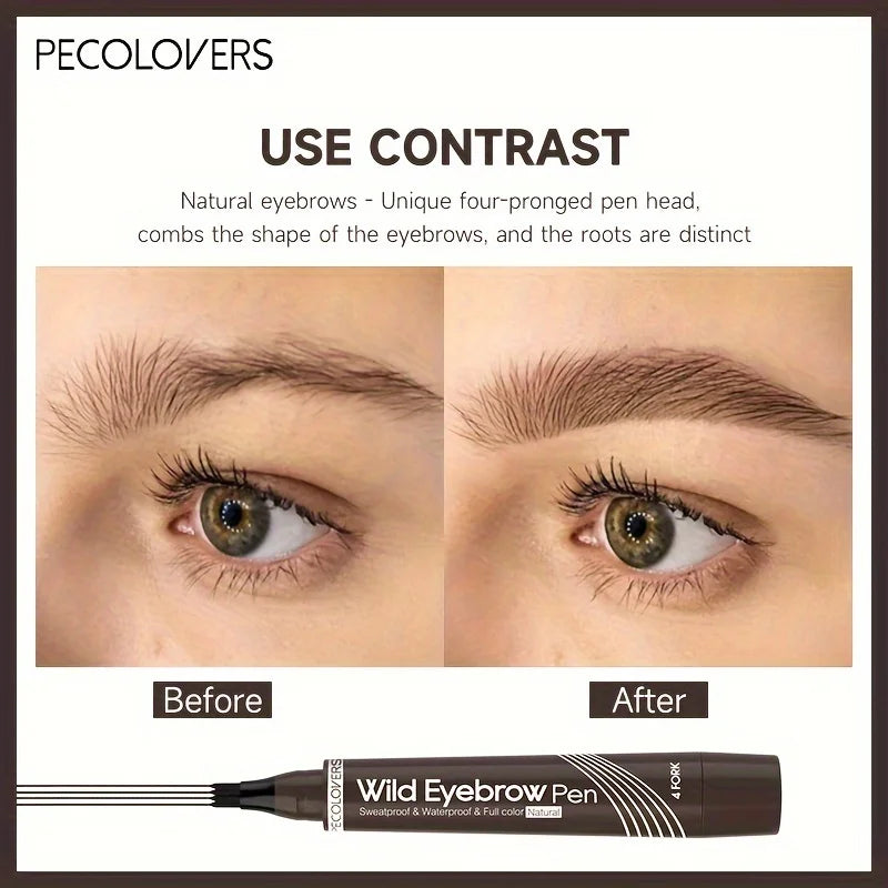 6-Color Waterproof Microblade Eyebrow Pen | 4-Tip Liquid Eyebrow Tattoo Pencil