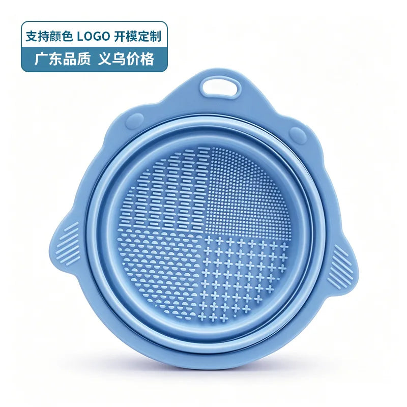 Makeup Brush Cleaner Bowl Set - Gentle Bristle Cleaning Mat for Brushes & Powder Puffs