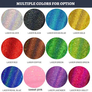 9 Colors Holographic Chunky & Fine Glitter Powder - Body, Face & Nail Art Shimmer (80g)