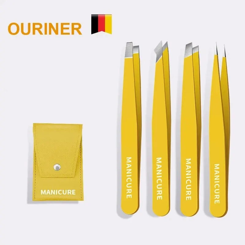 Stainless Steel Slanted Eyebrow Tweezers | Precision Fine Hair Remover & Beauty Tool