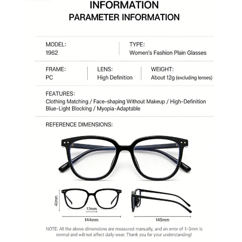 Korean-Style Anti-Blue Light Glasses | Face-Slimming Chic Eyeglass Frames for Women