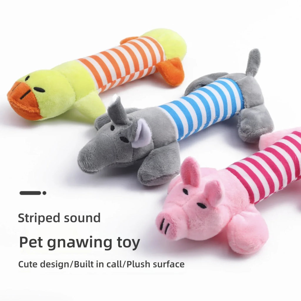 Interactive Cartoon Embroidery Plush Toy | Cute Squeaky Stress-Relief Toy for Dogs & Cats