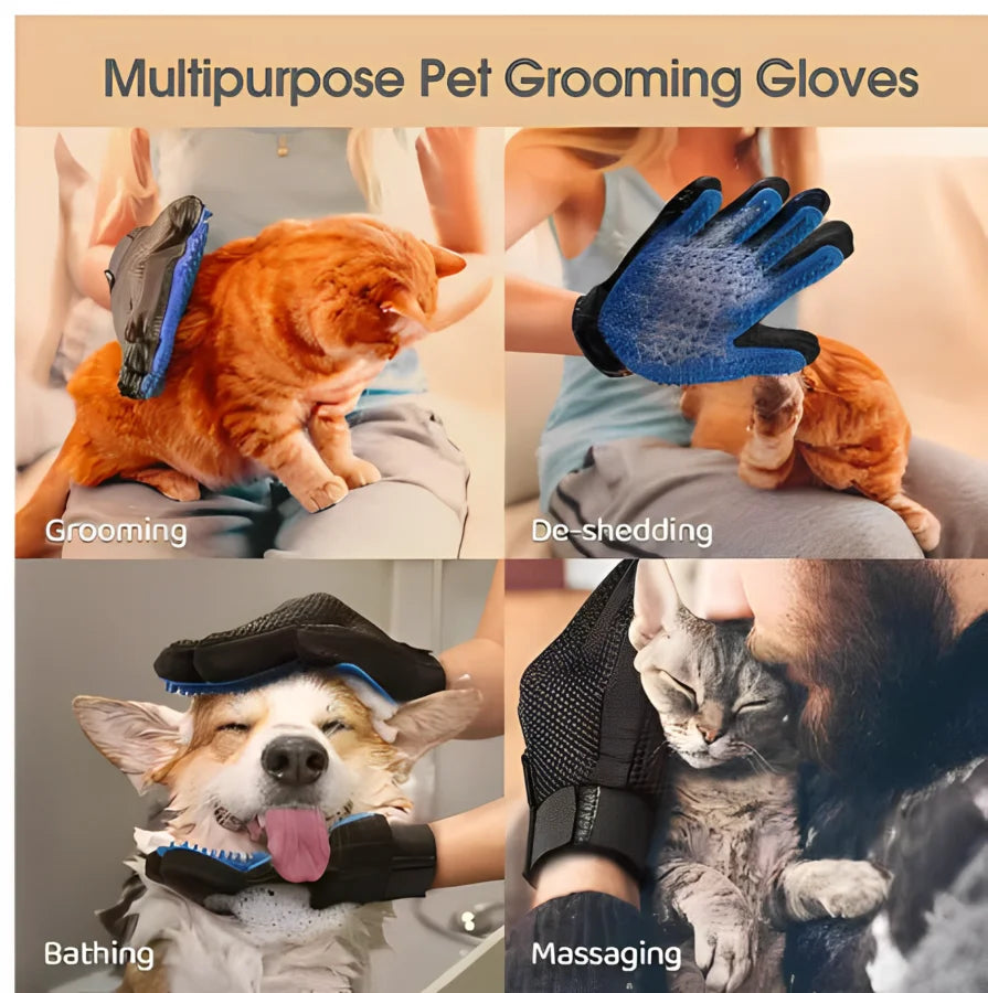 Pet Hair Remover & Massage Brush Glove for Pets