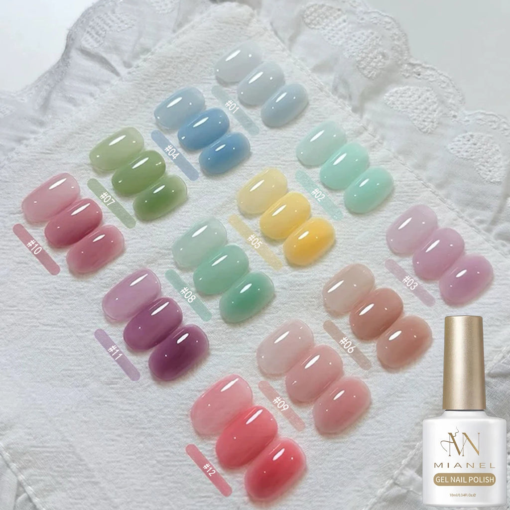 Nude Shiny Soak Off UV Gel Nail Polish Set - Long Lasting Nail Art Varnish (1-12 Pcs)