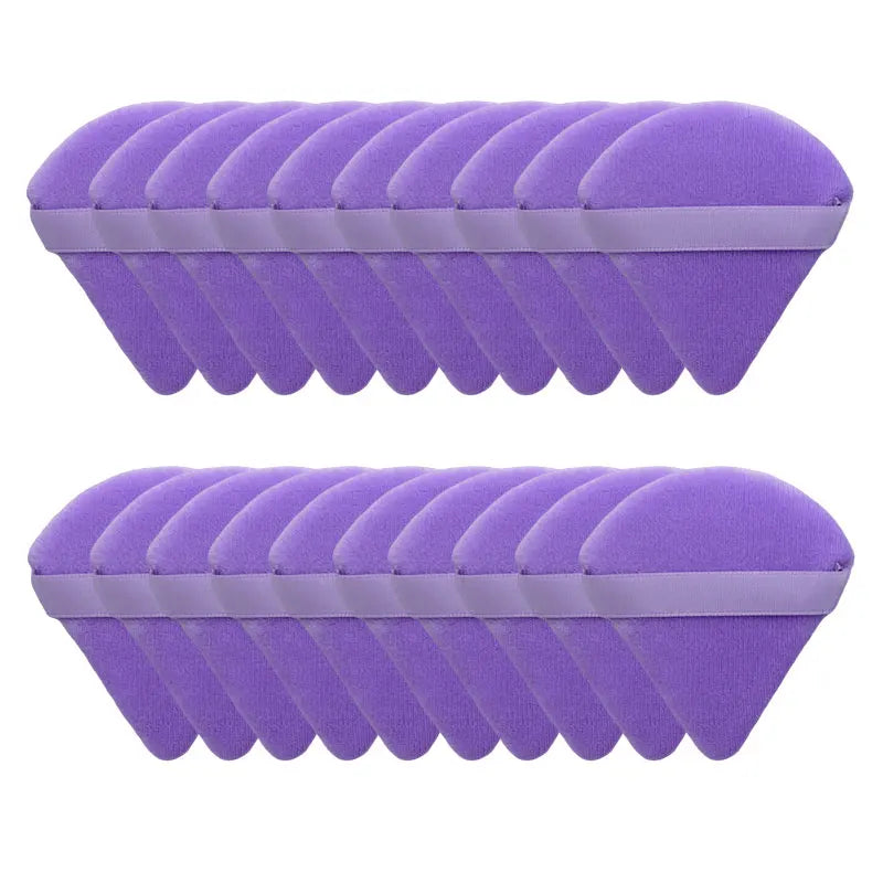 Triangle Velvet Powder Puffs - Washable & Lightweight Makeup Sponges (10/20 Pcs)