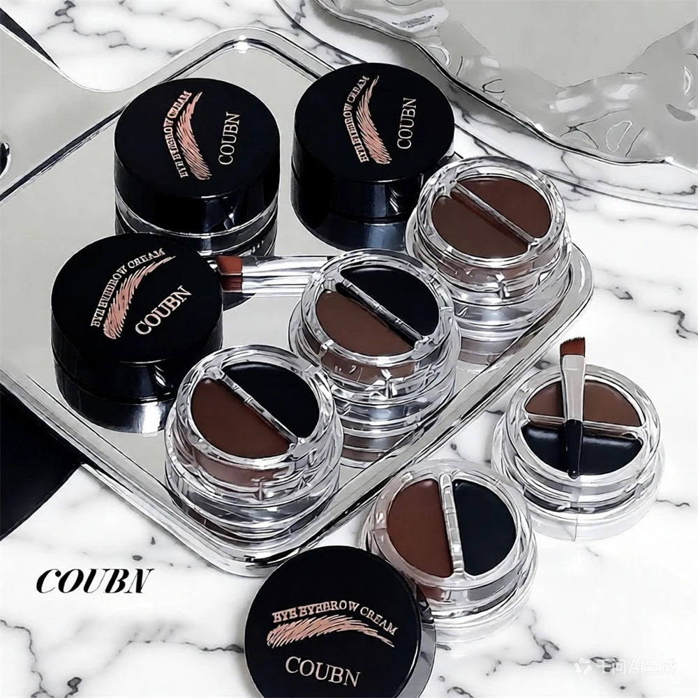 Two-Tone Matte Eyebrow Gel with Brush - Waterproof & Sweat-Proof 3D Natural Brow Cream