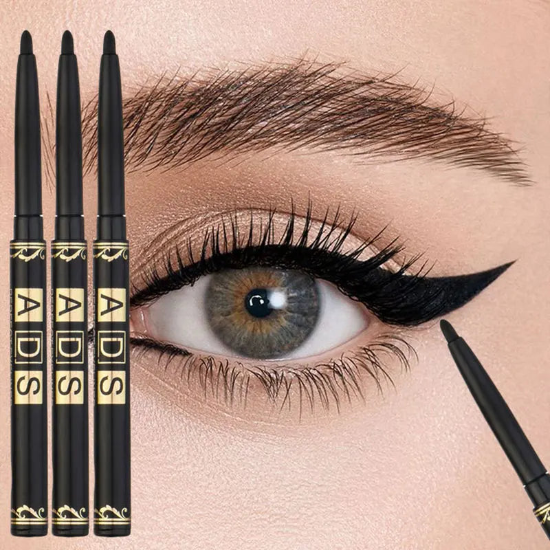 3-Piece Waterproof & Smudge-Proof Black Eyeliner Pencil Set