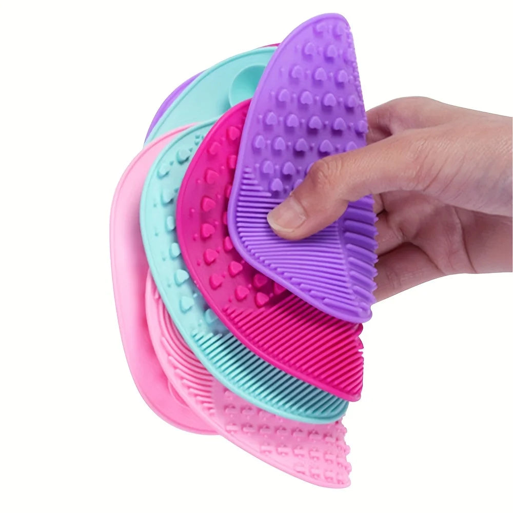 Apple-Shaped Silicone Makeup Brush Cleaning Mat | Portable Suction Cup Scrubber Pad