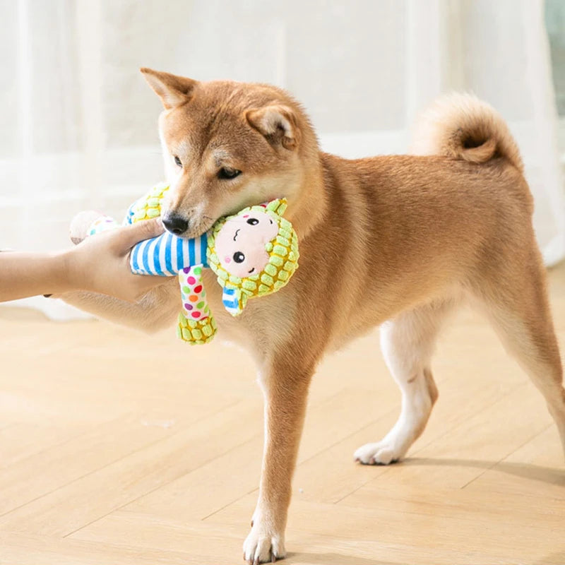 Interactive Animal Plush Pet Toy | Bite-Resistant Squeaky Dental Chew Toy
