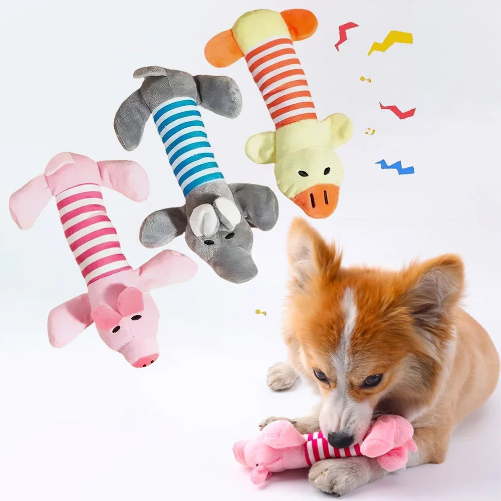 Interactive Cartoon Embroidery Plush Toy | Cute Squeaky Stress-Relief Toy for Dogs & Cats