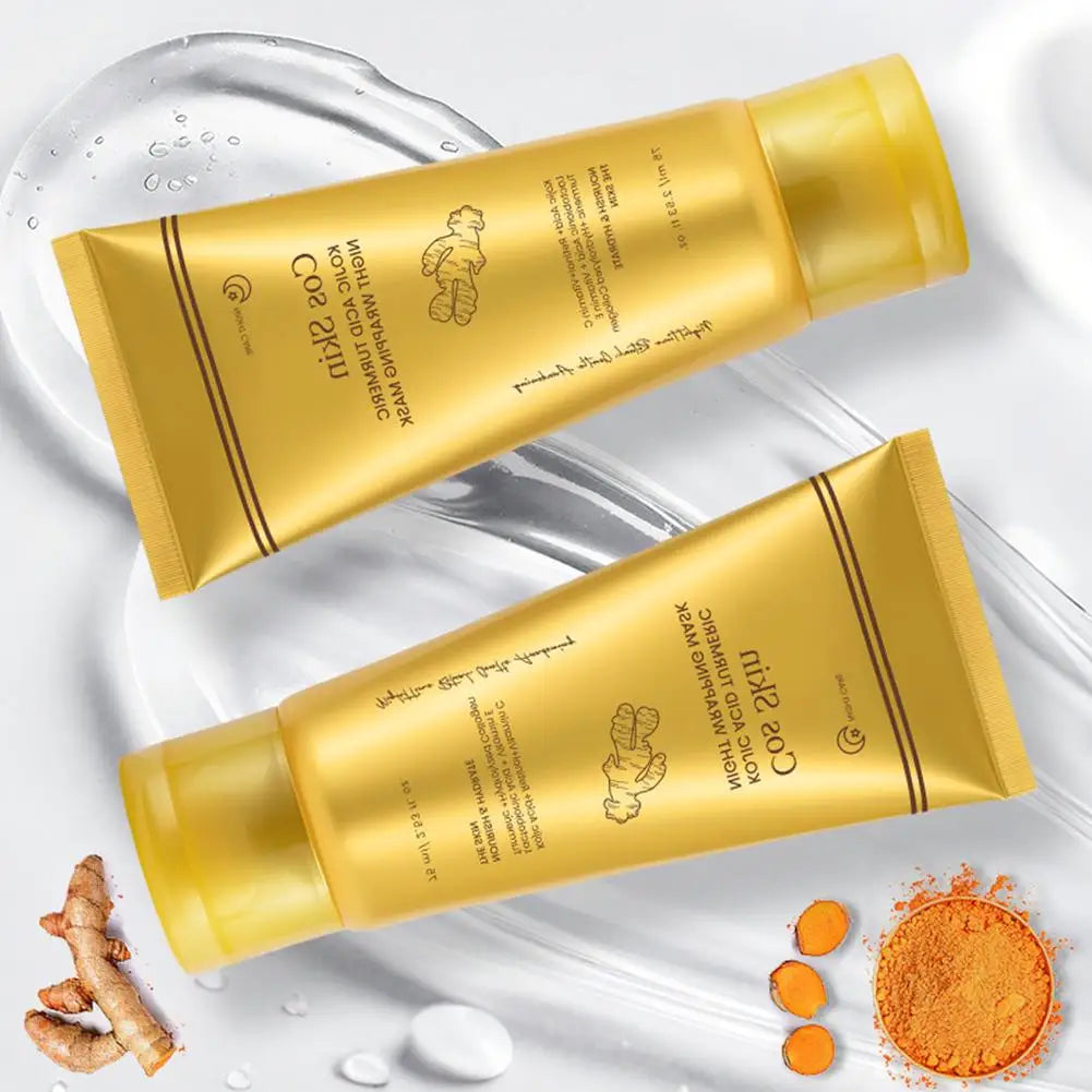 Kojic Acid & Turmeric Overnight Wrapping Mask Kit - Peel-Off Collagen Mask for Glowing & Firming Skin