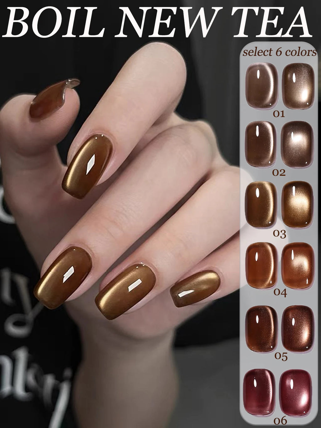 WS Black Glass Cat Eye Magnetic Gel Nail Polish