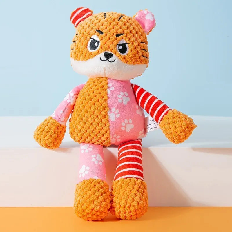 Interactive Animal Plush Pet Toy | Bite-Resistant Squeaky Dental Chew Toy