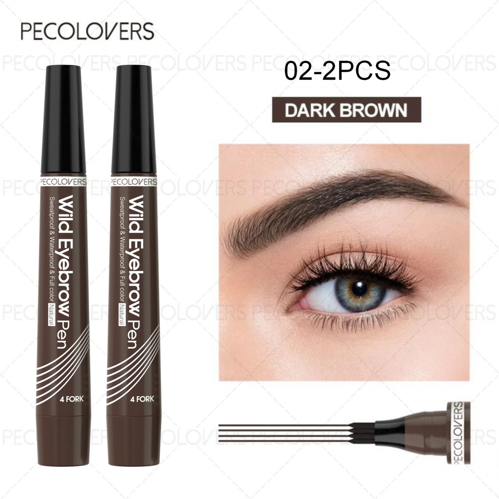 6-Color Waterproof Microblade Eyebrow Pen | 4-Tip Liquid Eyebrow Tattoo Pencil