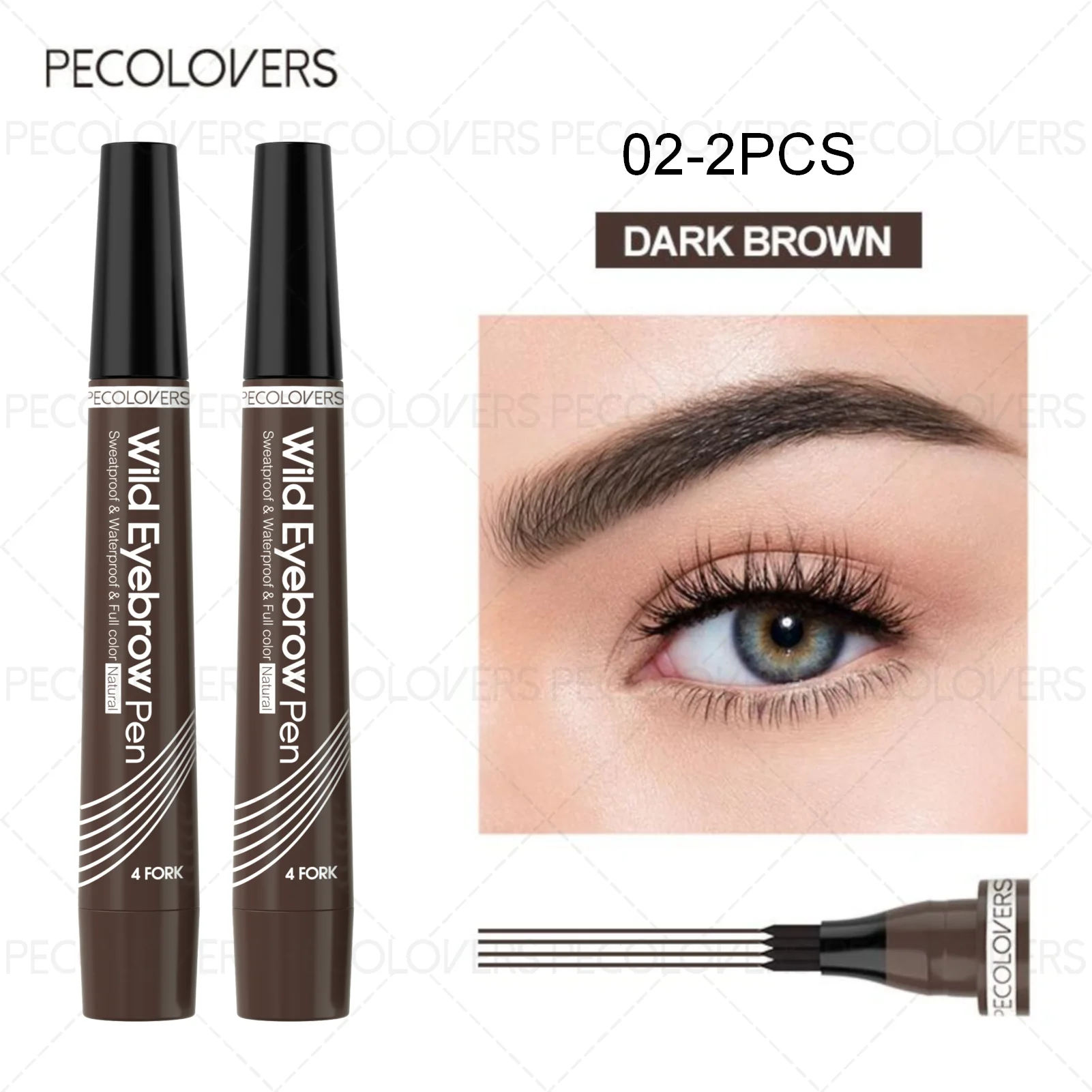6-Color Waterproof Microblade Eyebrow Pen | 4-Tip Liquid Eyebrow Tattoo Pencil