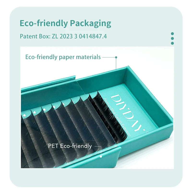 DIYDAY Ellipse Flat Eyelash Extensions (0.15 / 0.20mm) - Super Soft Natural Look Individual Lashes