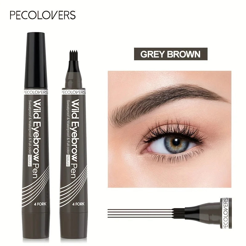 6-Color Waterproof Microblade Eyebrow Pen | 4-Tip Liquid Eyebrow Tattoo Pencil