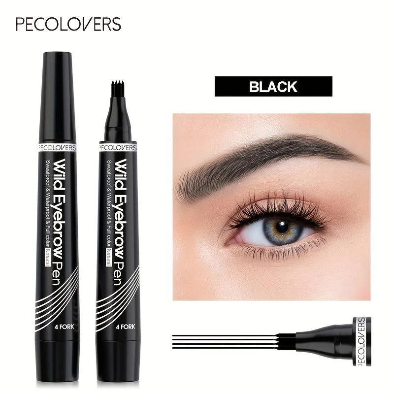 6-Color Waterproof Microblade Eyebrow Pen | 4-Tip Liquid Eyebrow Tattoo Pencil