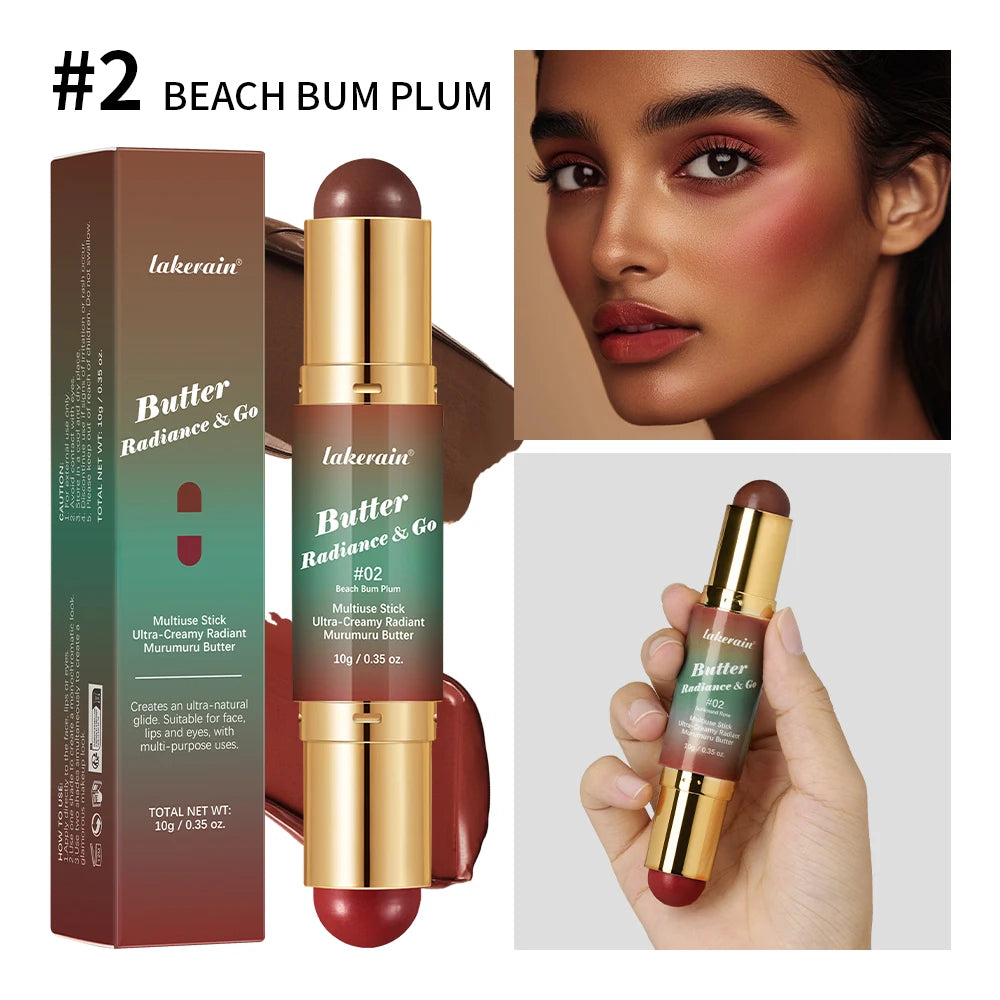 Dual-Ended Contour and Blush Stick - 2-in-1 Bronzer & Cheek Tint Matte Glow Makeup