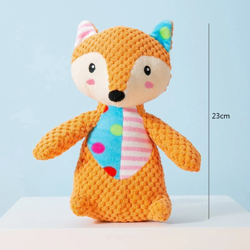 Interactive Animal Plush Pet Toy | Bite-Resistant Squeaky Dental Chew Toy