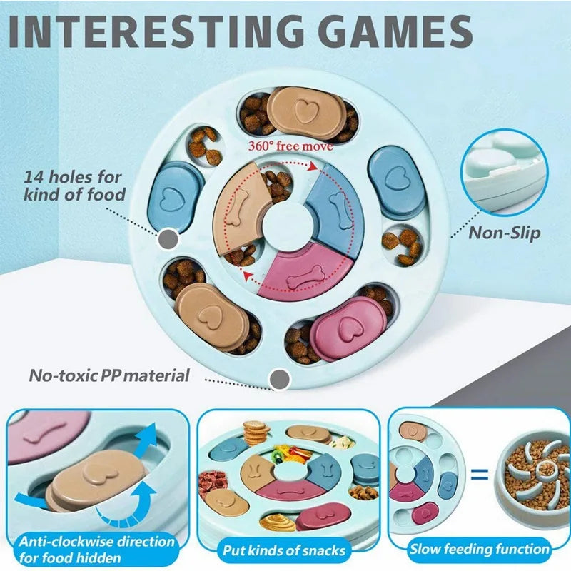Interactive Dog Puzzle Toy & Slow Feeder | Brain Training Boredom Relief Food-Hiding Bowl