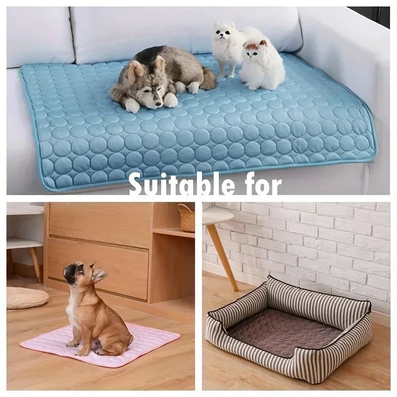 FrostyPaw™ Ice Silk Cooling Pet Mat