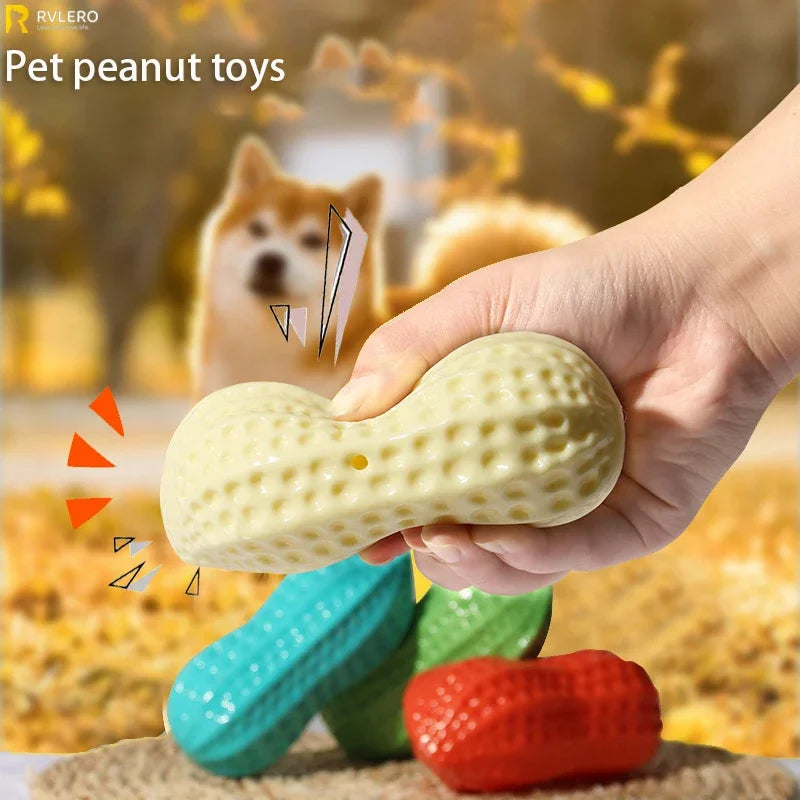 BarkBuddy™ Squeaky Peanut Durable Dog Chew Toy