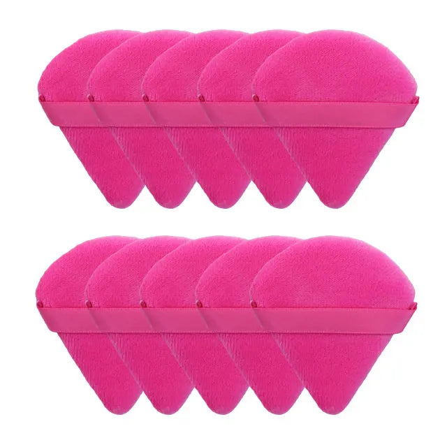 Triangle Velvet Powder Puffs - Washable & Lightweight Makeup Sponges (10/20 Pcs)