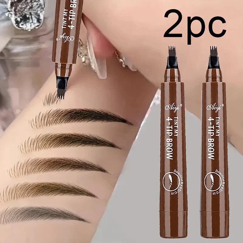 K-Beauty 4-Tip Microblade Eyebrow Pencil (Waterproof & Long-Lasting)
