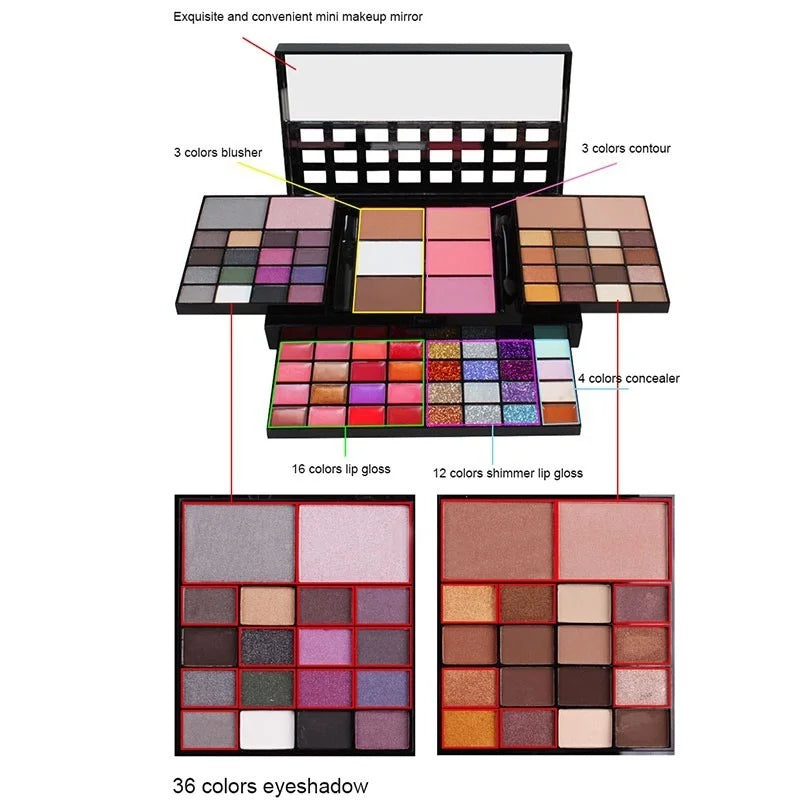 Professional Matte & Glitter Eyeshadow Palette - Waterproof Long Lasting Makeup Kit (40/74/78 Colors)