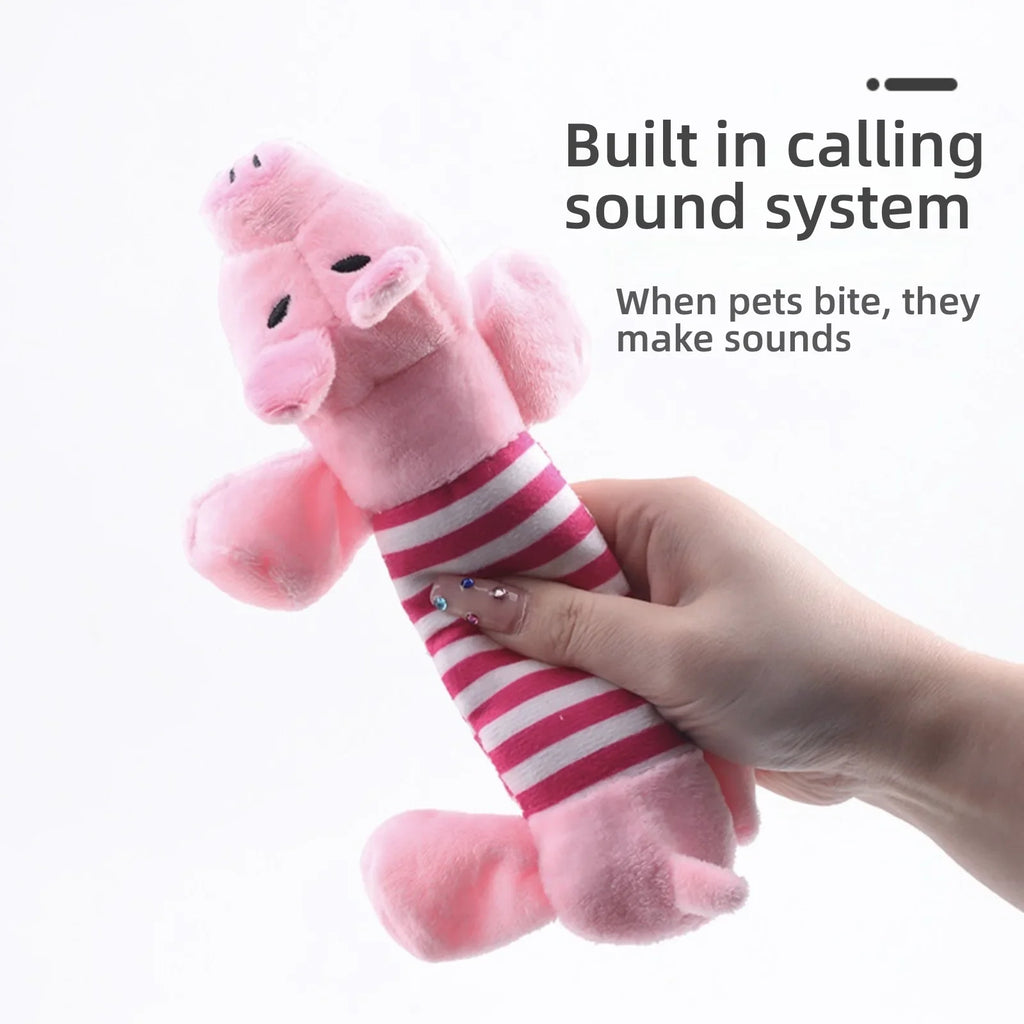 Interactive Cartoon Embroidery Plush Toy | Cute Squeaky Stress-Relief Toy for Dogs & Cats