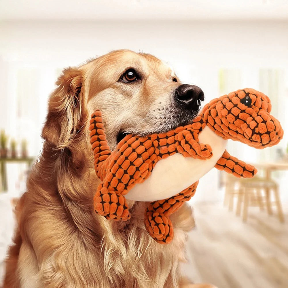 Interactive Plush Dinosaur Toy | Durable Chew & Play Toy for Small Dogs & Cats