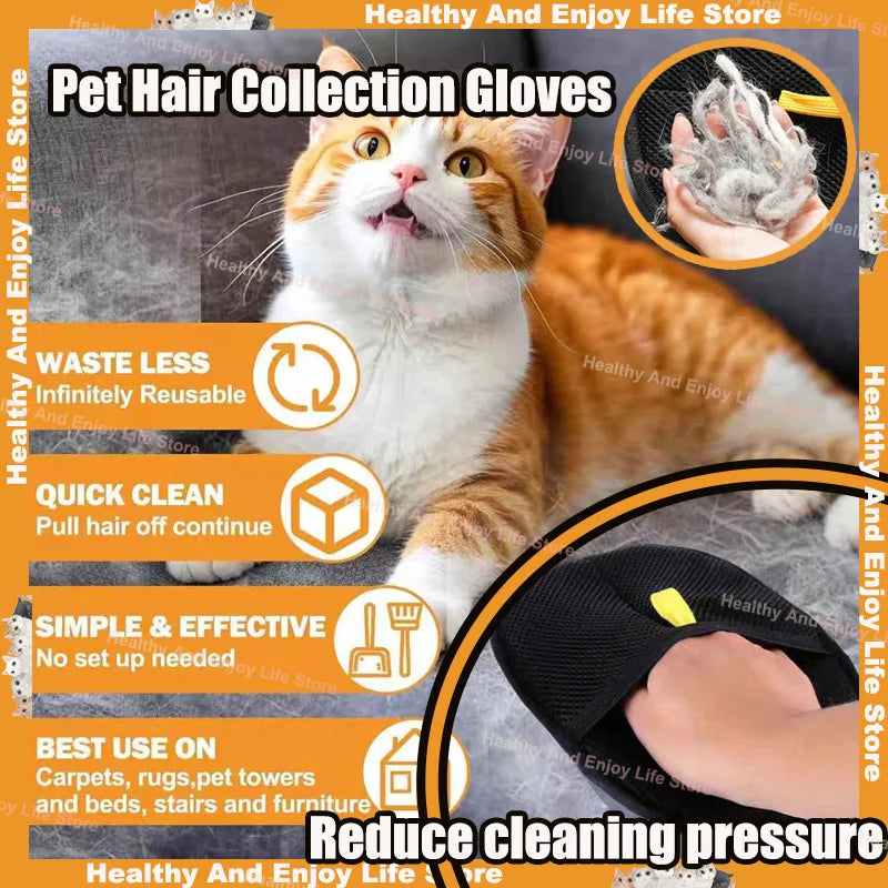 Multi-Functional Pet Hair Grooming Gloves | Double-Sided Deshedding & Cleaning Tool