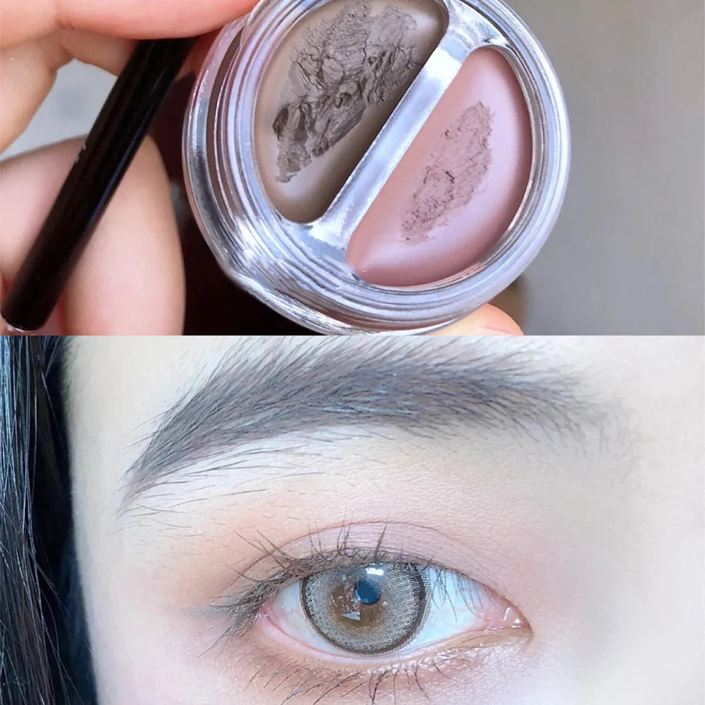 Two-Tone Matte Eyebrow Gel with Brush - Waterproof & Sweat-Proof 3D Natural Brow Cream