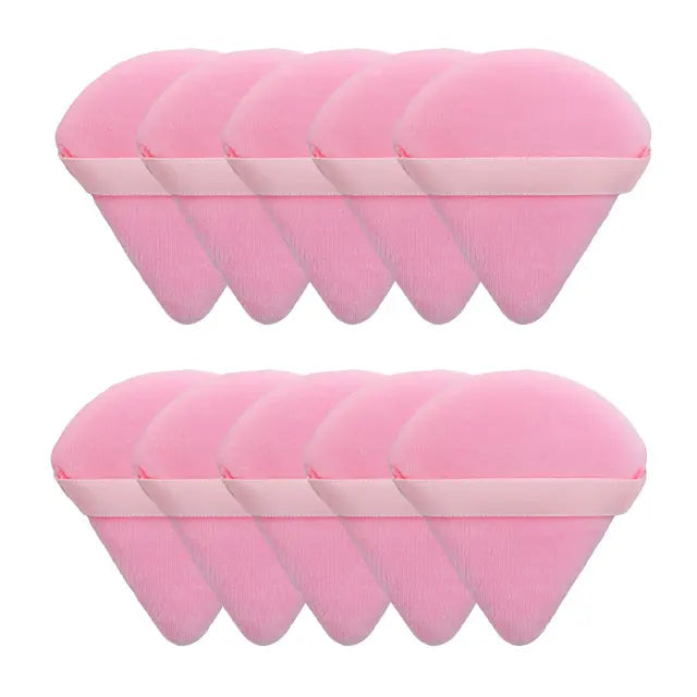 Triangle Velvet Powder Puffs - Washable & Lightweight Makeup Sponges (10/20 Pcs)