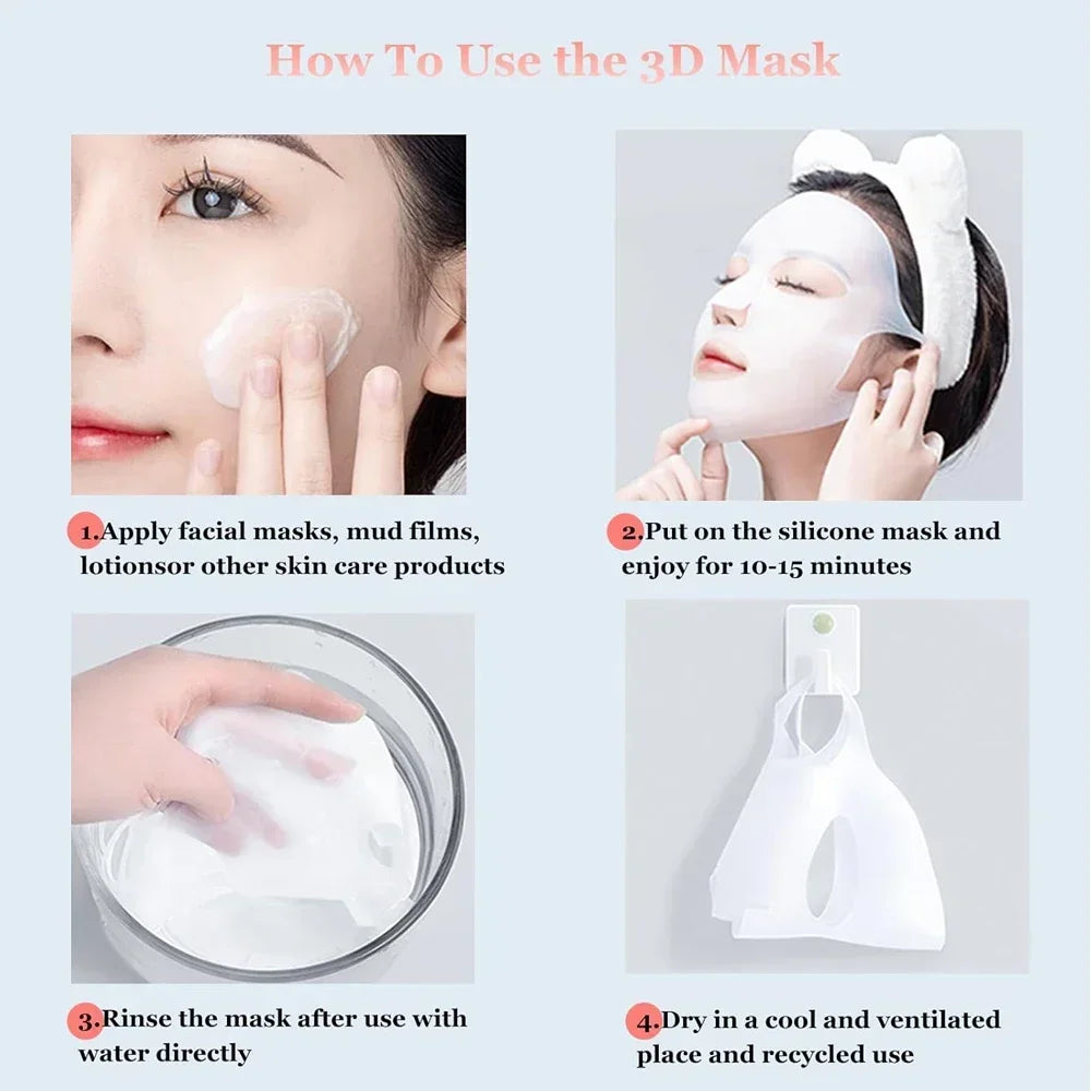 Reusable Silicone Face Mask Cover for Sheet Masks - Moisture Lock & Anti-Evaporation Waterproof Facial Wrap